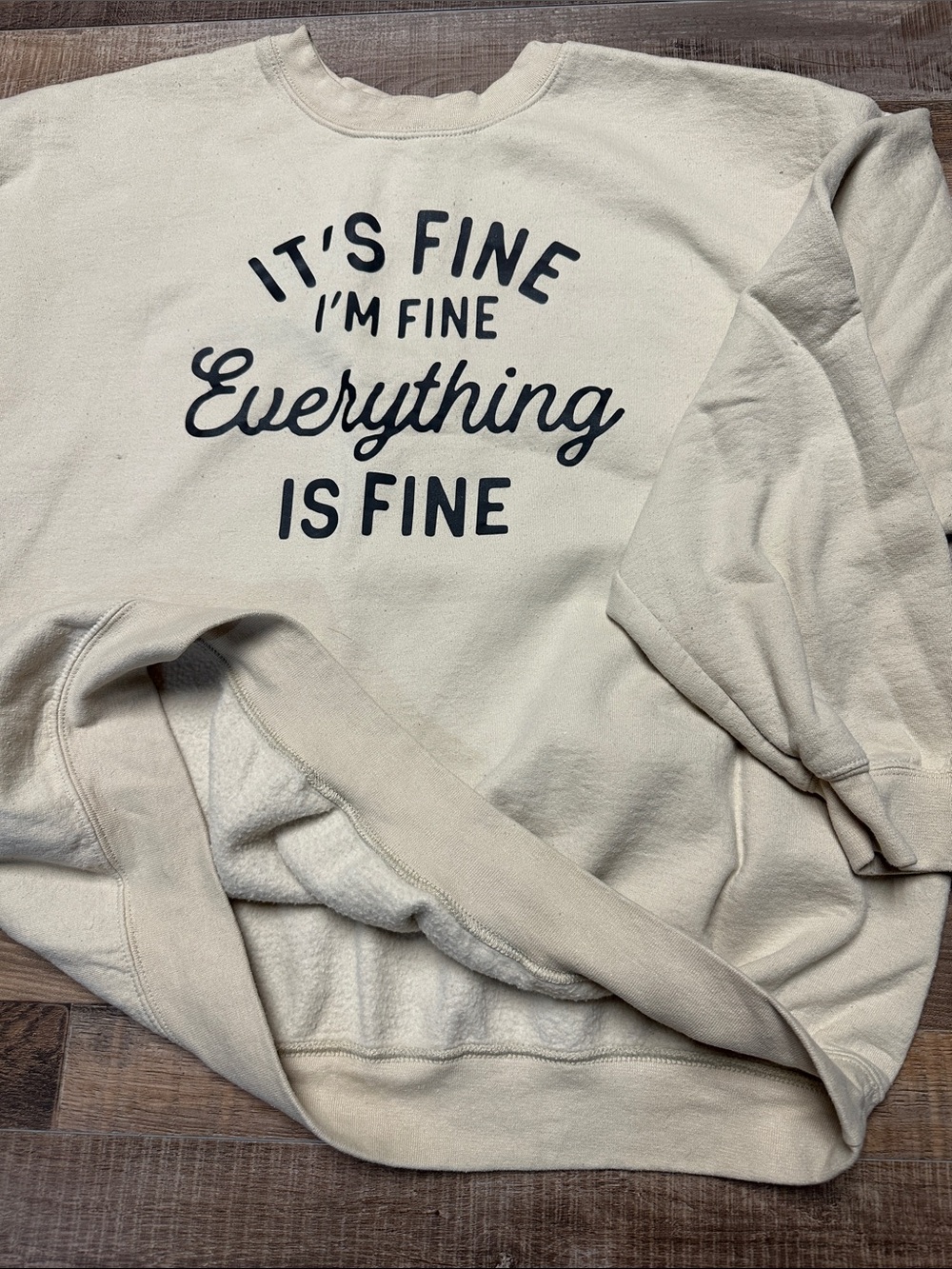 Women’s Cream Graphic Sweatshirt - "It's Fine"